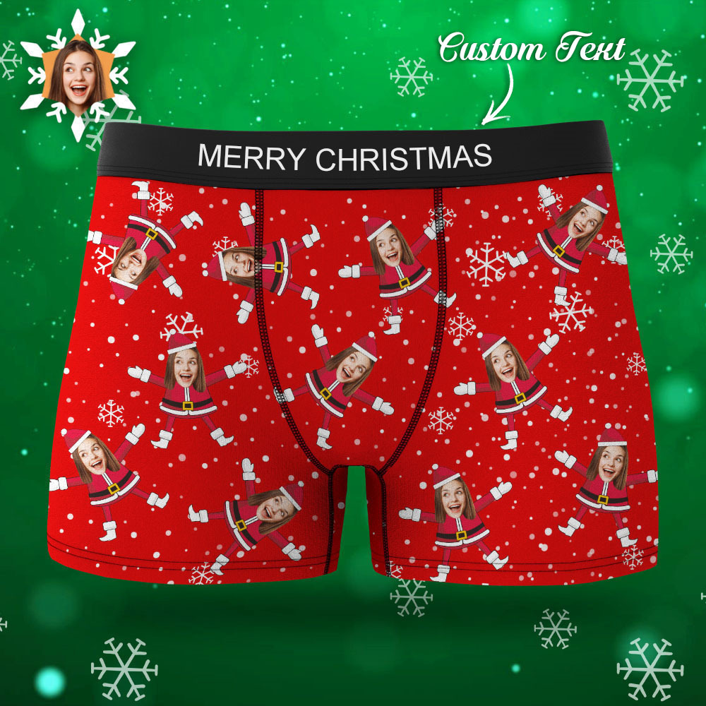Custom Face Boxers Santa Claus Face Underwear Couple Gifts Christmas Gift AR View - soufeeluk