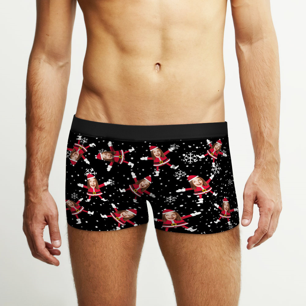 Custom Face Boxers Santa Claus Face Underwear Couple Gifts Christmas Gift AR View - soufeeluk
