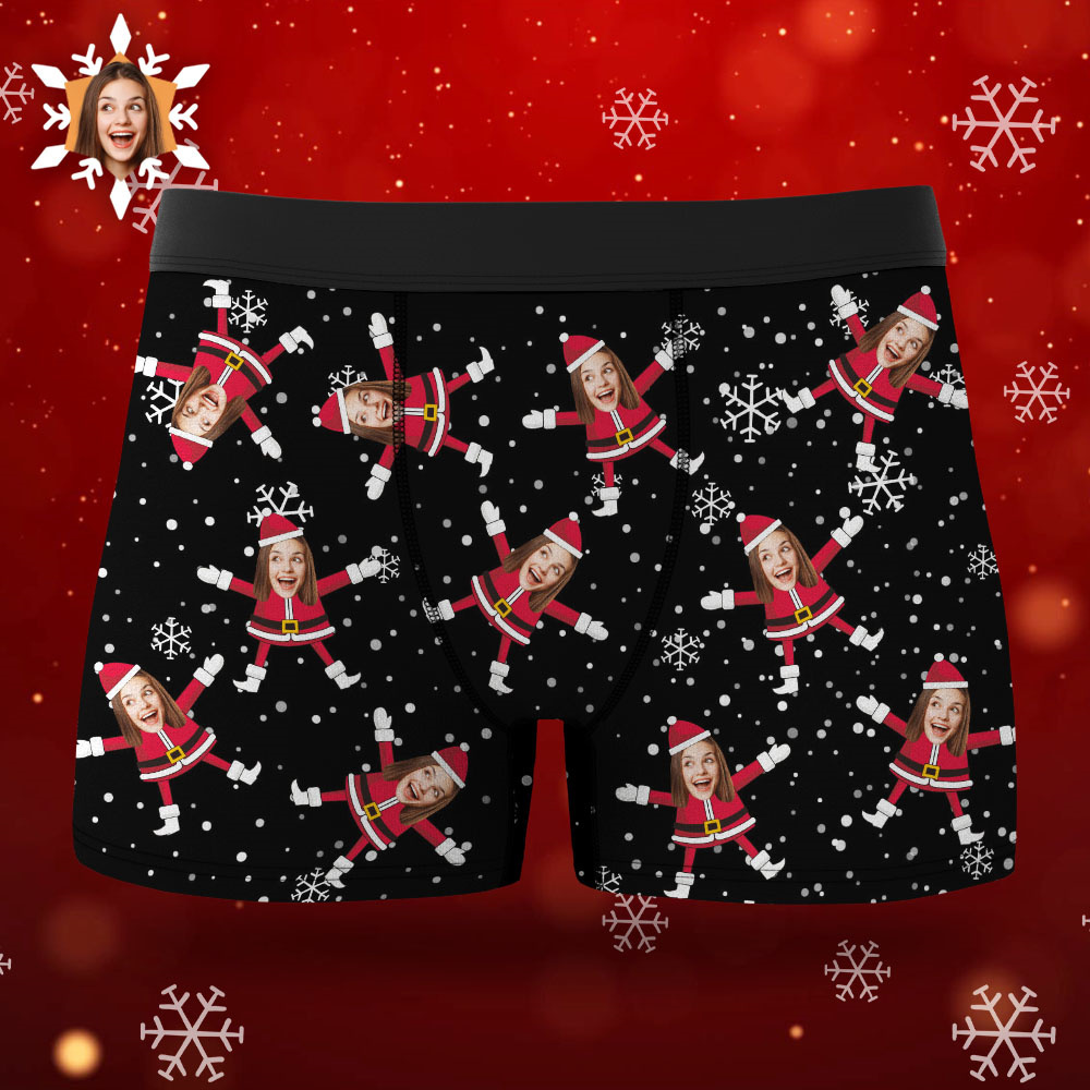 Custom Face Boxers Santa Claus Face Underwear Couple Gifts Christmas Gift AR View - soufeeluk