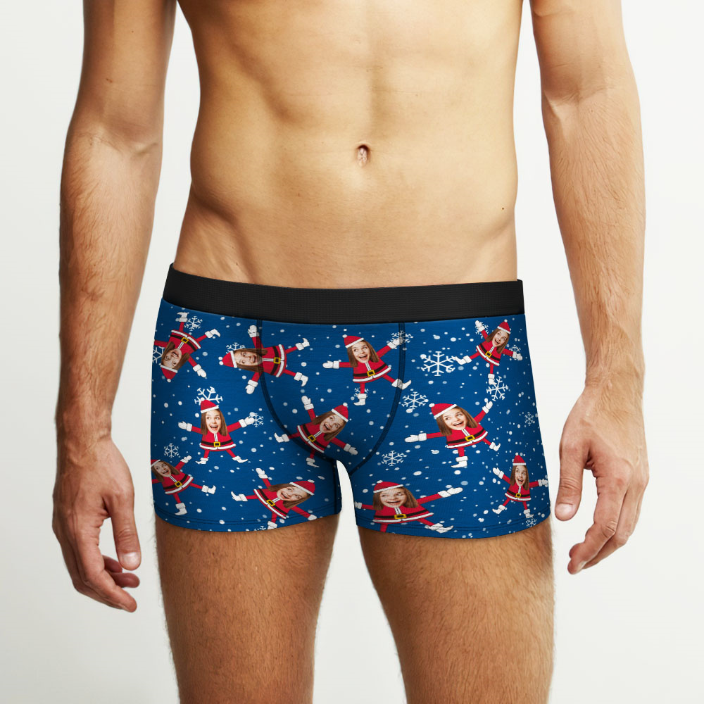 Custom Face Boxers Santa Claus Face Underwear Couple Gifts Christmas Gift AR View - soufeeluk