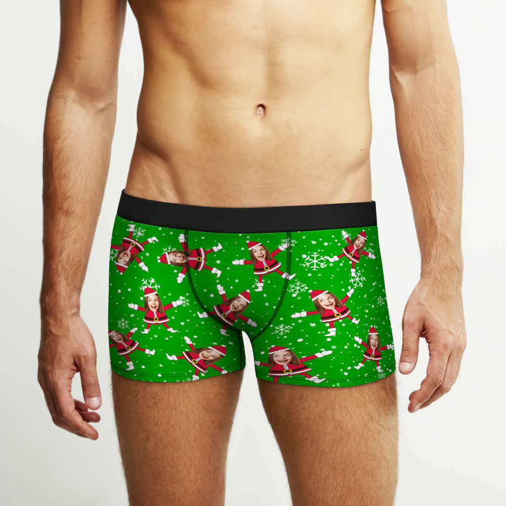 Custom Face Boxers Santa Claus Face Underwear Couple Gifts Christmas Gift AR View - soufeeluk