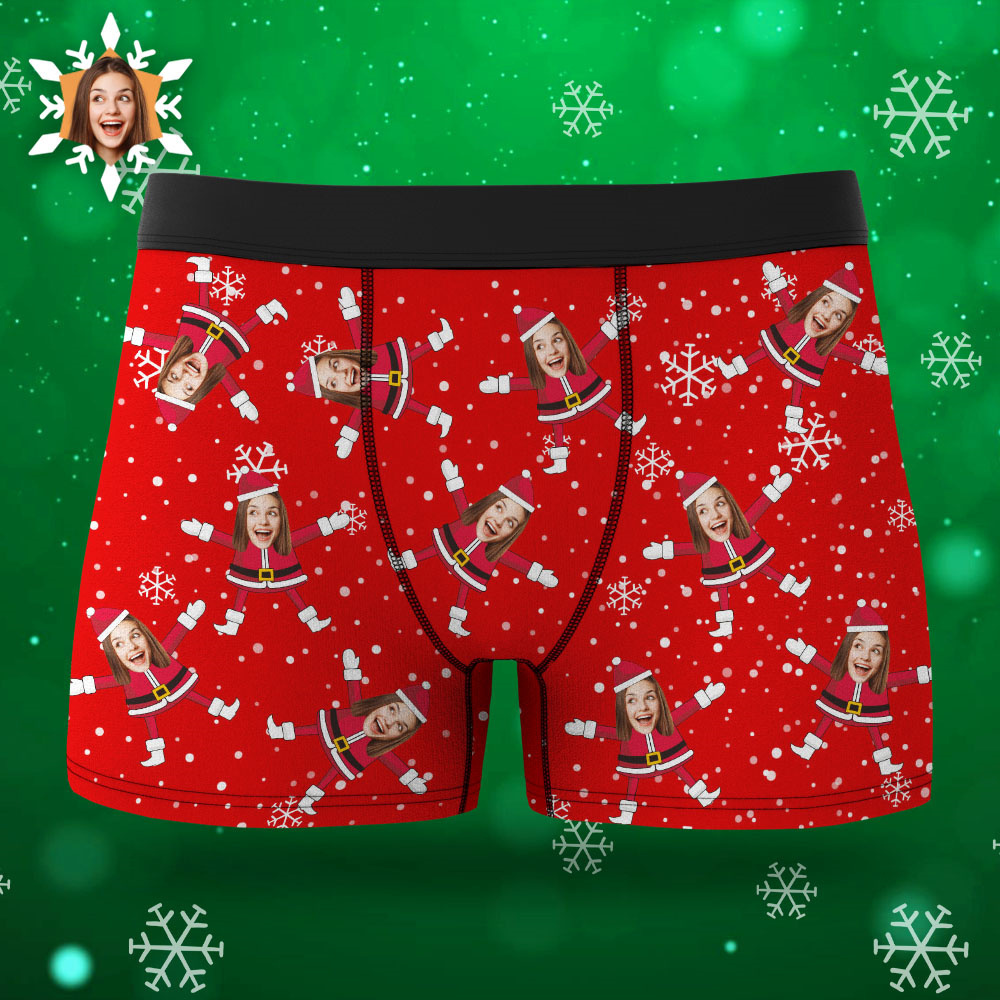 Custom Face Boxers Santa Claus Face Underwear Couple Gifts Christmas Gift AR View - soufeeluk
