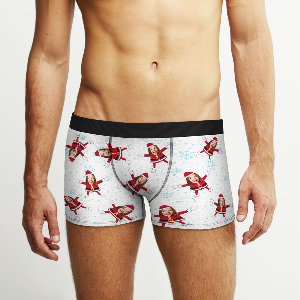 Custom Face Boxers Santa Claus Face Underwear Couple Gifts Christmas Gift AR View - soufeeluk