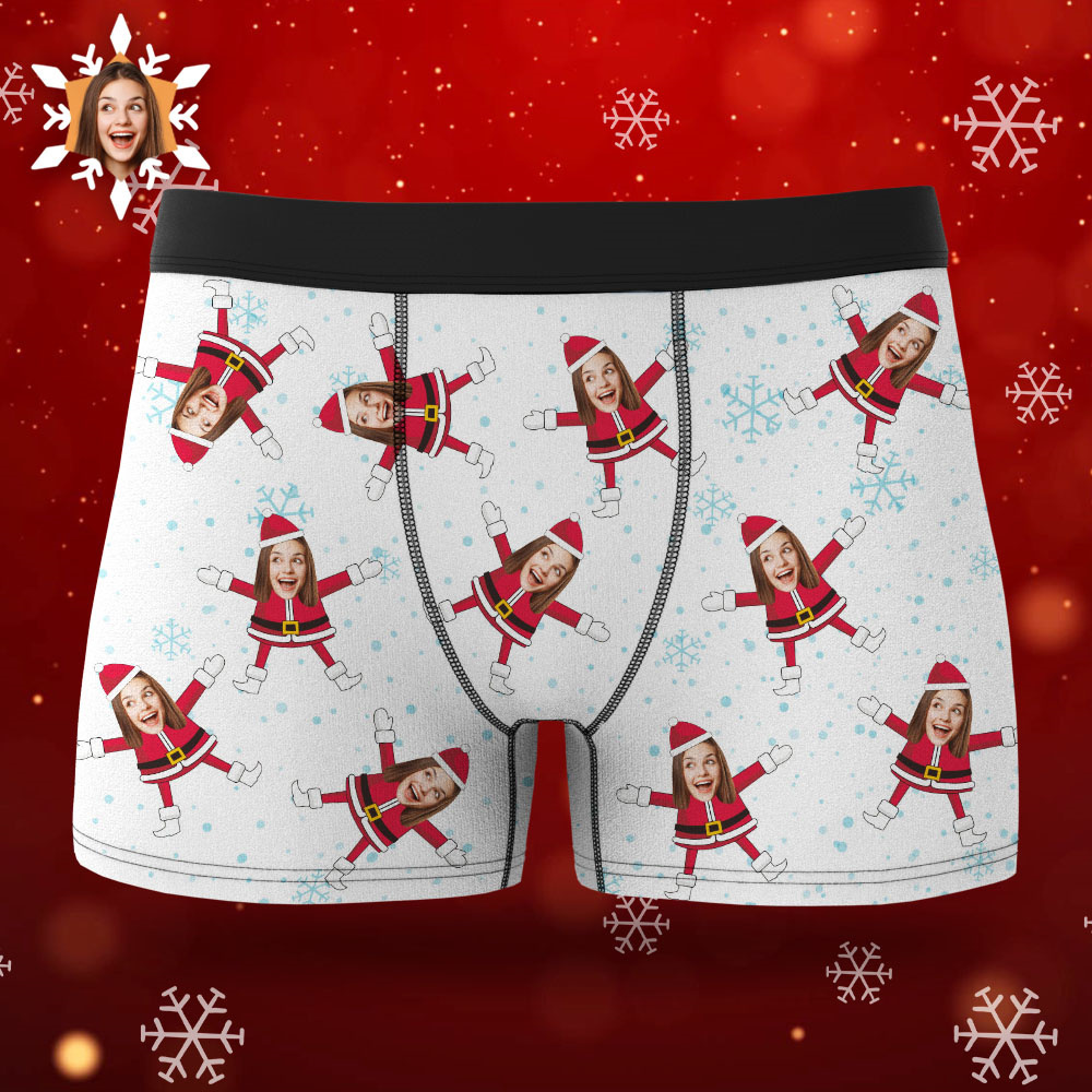 Custom Face Boxers Santa Claus Face Underwear Couple Gifts Christmas Gift AR View - soufeeluk