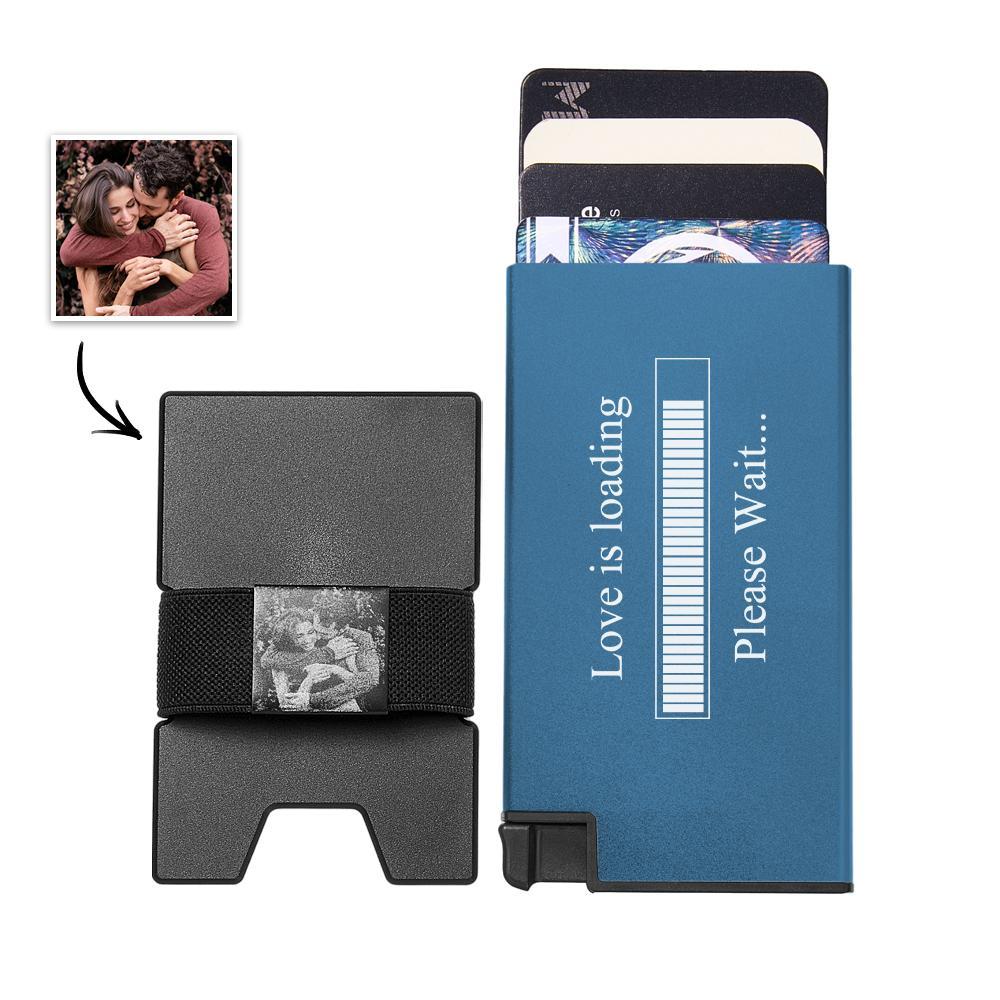 Custom Photo Automatic Ejection Card Wallet With Cash Strap Trendy Card Holder Business Accessory For Men - soufeeluk