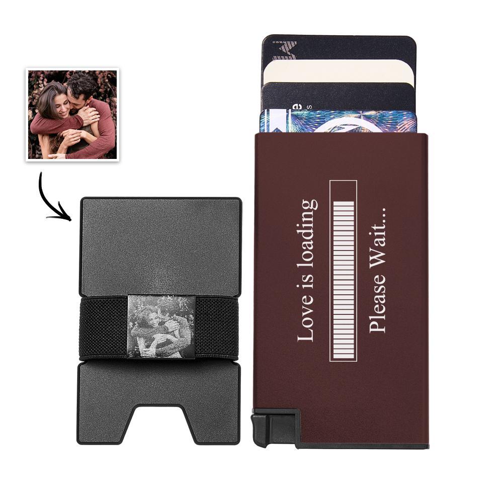 Custom Photo Automatic Ejection Card Wallet With Cash Strap Trendy Card Holder Business Accessory For Men - soufeeluk