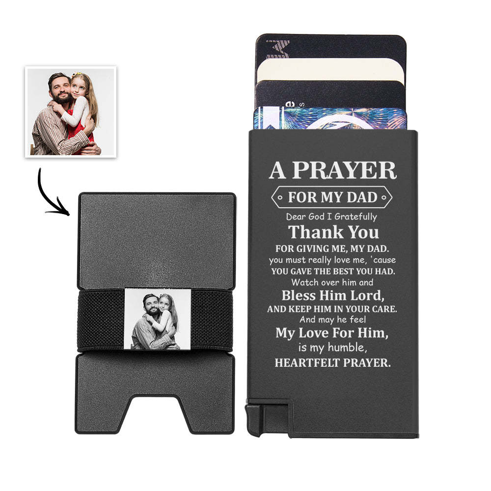 Custom Photo Automatic Ejection Card Wallet With Cash Strap Metal Card Holder Business Accessory For Dad - soufeeluk