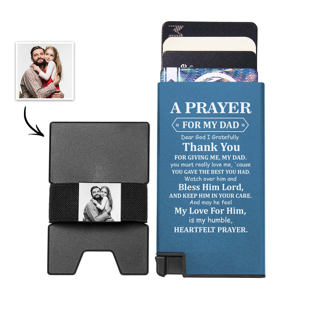 Custom Photo Automatic Ejection Card Wallet With Cash Strap Metal Card Holder Business Accessory For Dad - soufeeluk