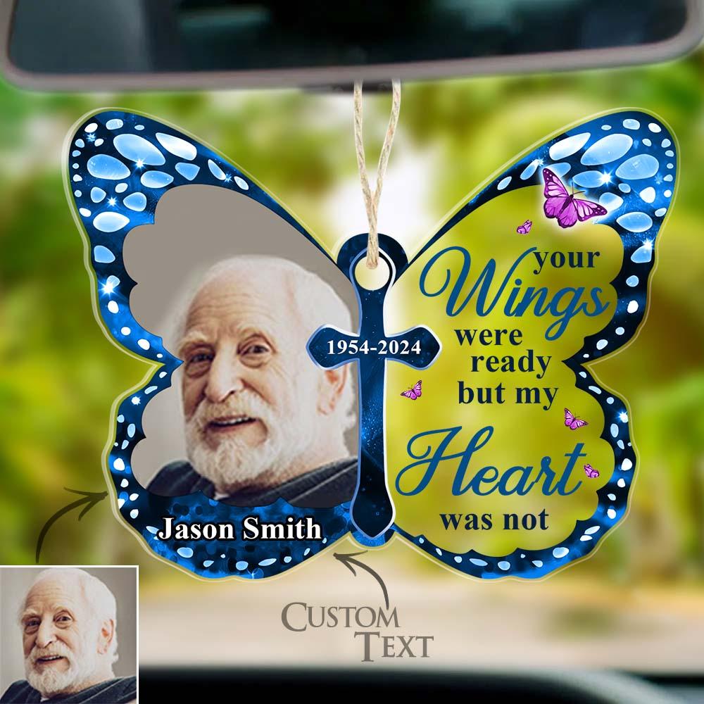 Custom Photo Car Hanging Ornament Your Wings Were Ready Memorial Acrylic Custom Shaped Sympathy Gift For Family Members - soufeeluk