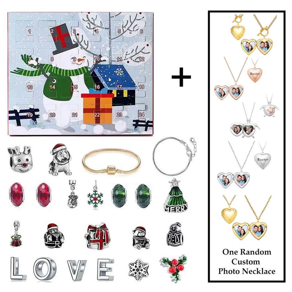 Jewelry Advent Calendar Christmas Photo Necklace Bracelets Jewelry Gift 24 Calendar Countdown Gift Box for Her - soufeeluk