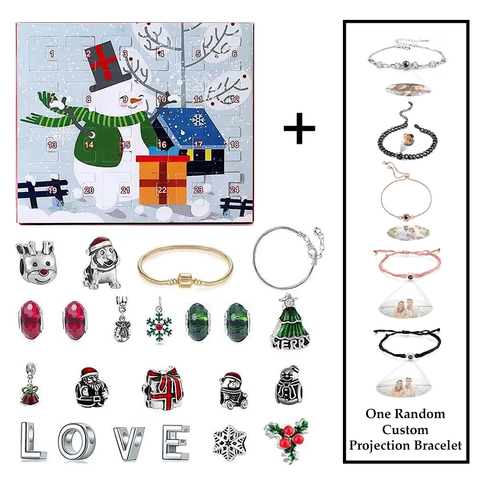 Christmas Projection Bracelet Gift Jewelry Advent Calendar Bracelets 24 Calendar Countdown Gift Box - soufeeluk