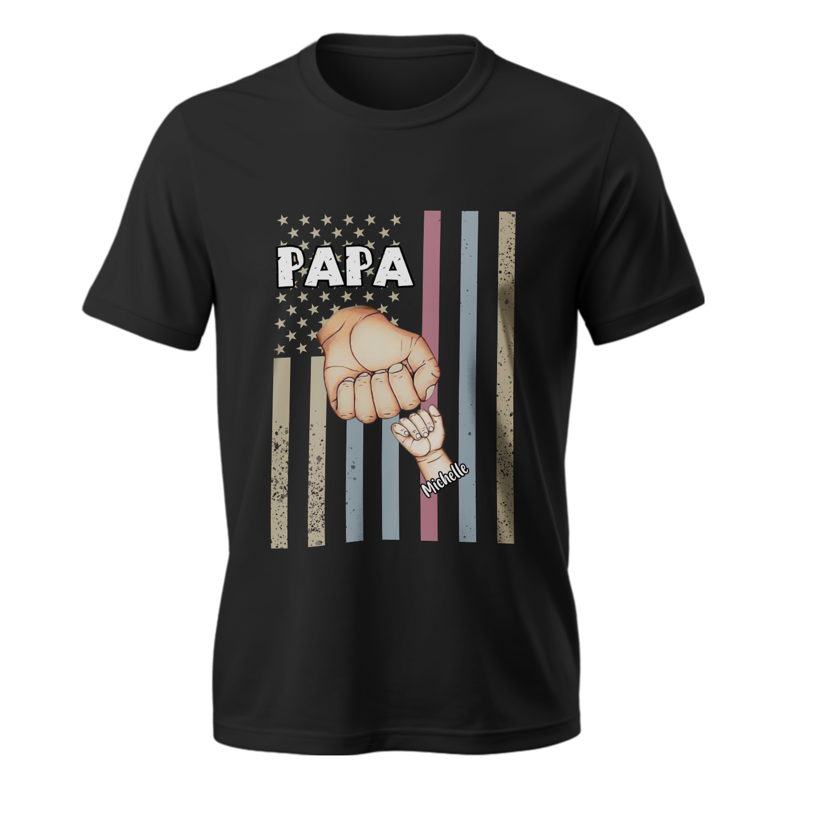 Personalised Papa Uncle Us Flag Grandkids Hands Shirts with Name Custom Papa Papaw Shirts for Fathers Day