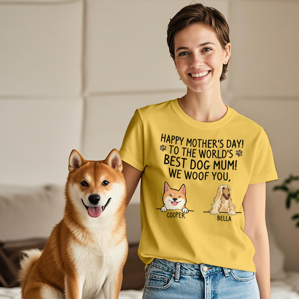 Custom Dog Mom T-Shirts Mother's Day T-Shirts Women's T-shirt Multicolor Cotton T-shirt Shirt For Dog Lovers Mother's Day Gifts