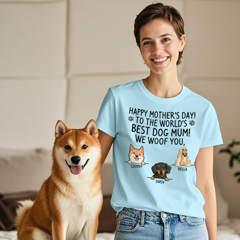 Custom Dog Mom T-Shirts Mother's Day T-Shirts Women's T-shirt Multicolor Cotton T-shirt Shirt For Dog Lovers Mother's Day Gifts