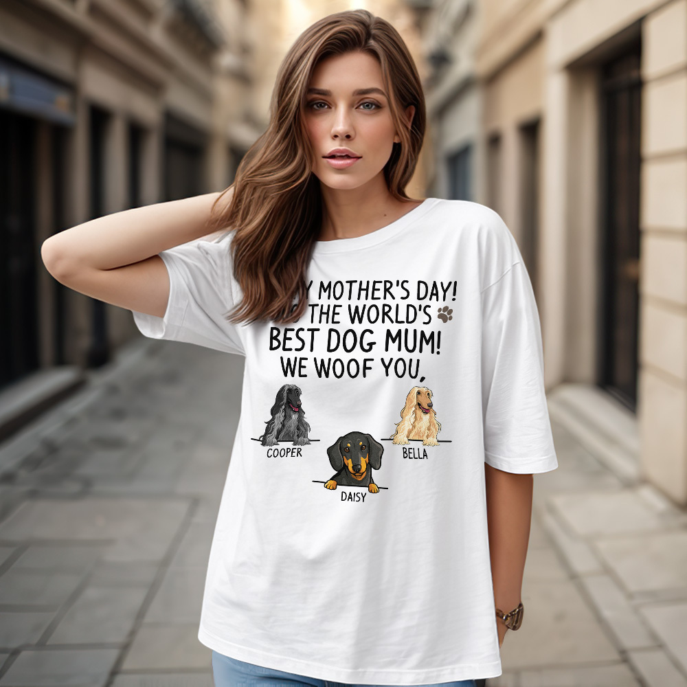 Custom Dog Mom T-Shirts Mother's Day T-Shirts Women's T-shirt Multicolor Cotton T-shirt Shirt For Dog Lovers Mother's Day Gifts