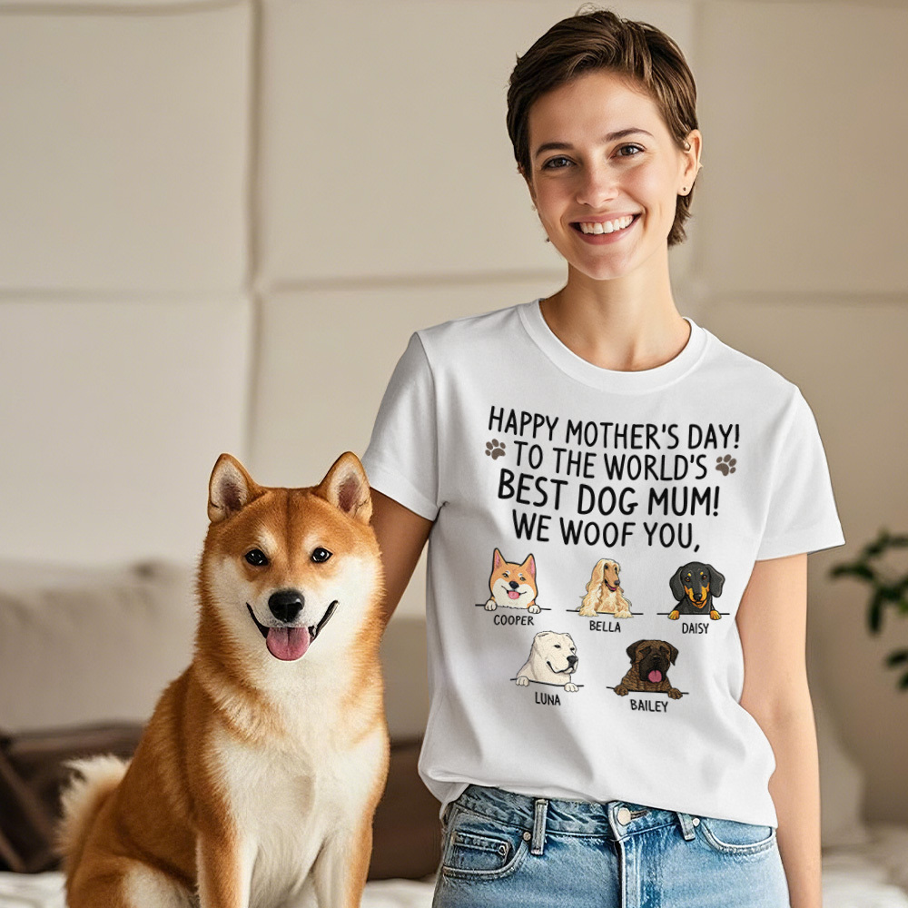Custom Dog Mom T-Shirts Mother's Day T-Shirts Women's T-shirt Multicolor Cotton T-shirt Shirt For Dog Lovers Mother's Day Gifts