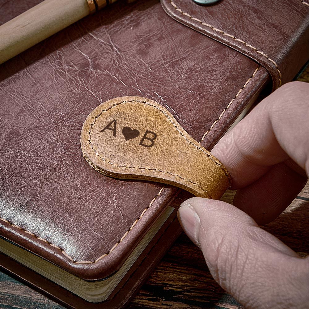 Personalized Leather Bookmark Custom Engraved Magnetic Bookmark Reader Gift - soufeeluk