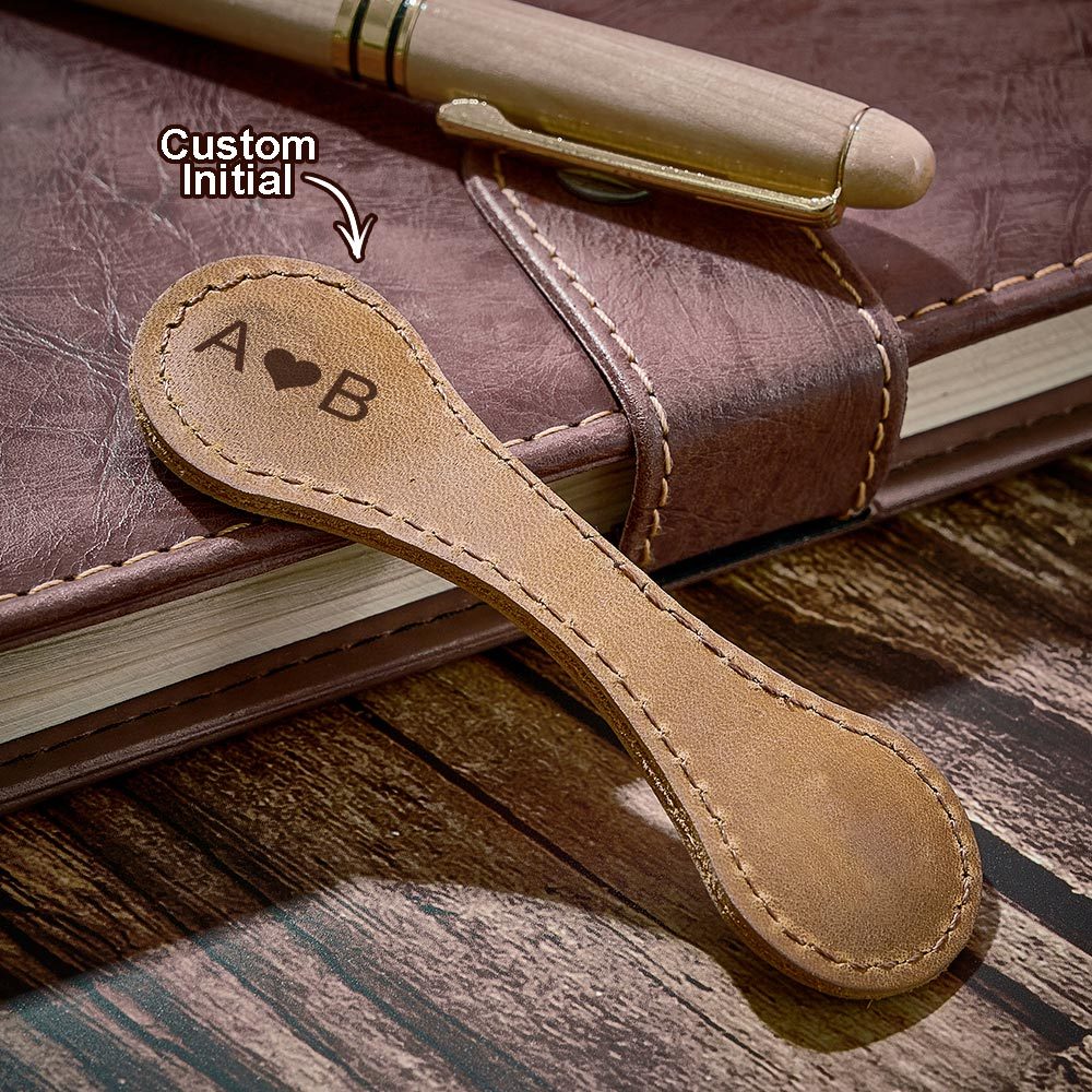 Personalized Leather Bookmark Custom Engraved Magnetic Bookmark Reader Gift - soufeeluk