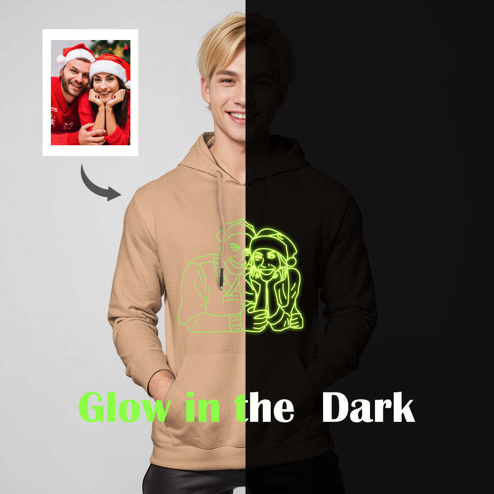 Custom Photo Glow In The Dark Multicolour Hoodie Personalised Luminous Unisex Hoodie Creative Gift - soufeeluk