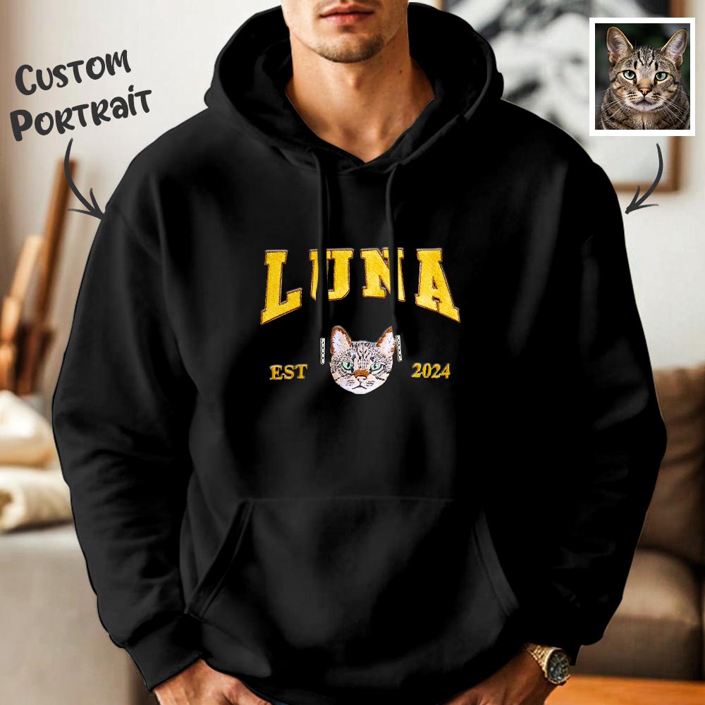 Custom Embroidered Sweatshirt Pet Portrait Sweatshirt Photo Hoodie Gifts for Pet Lovers