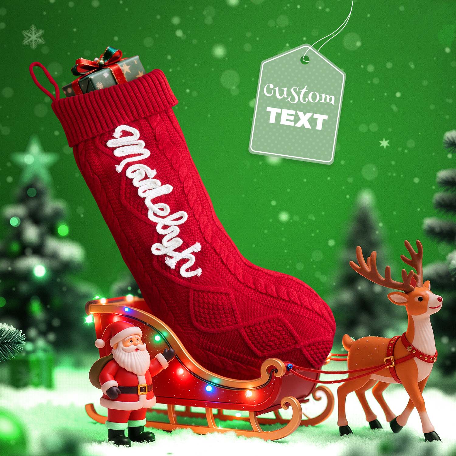 Custom Christmas Stockings Knitted Christmas Stockings with Name Christmas Family Stockings Holiday Stockings Holiday Decor - soufeeluk