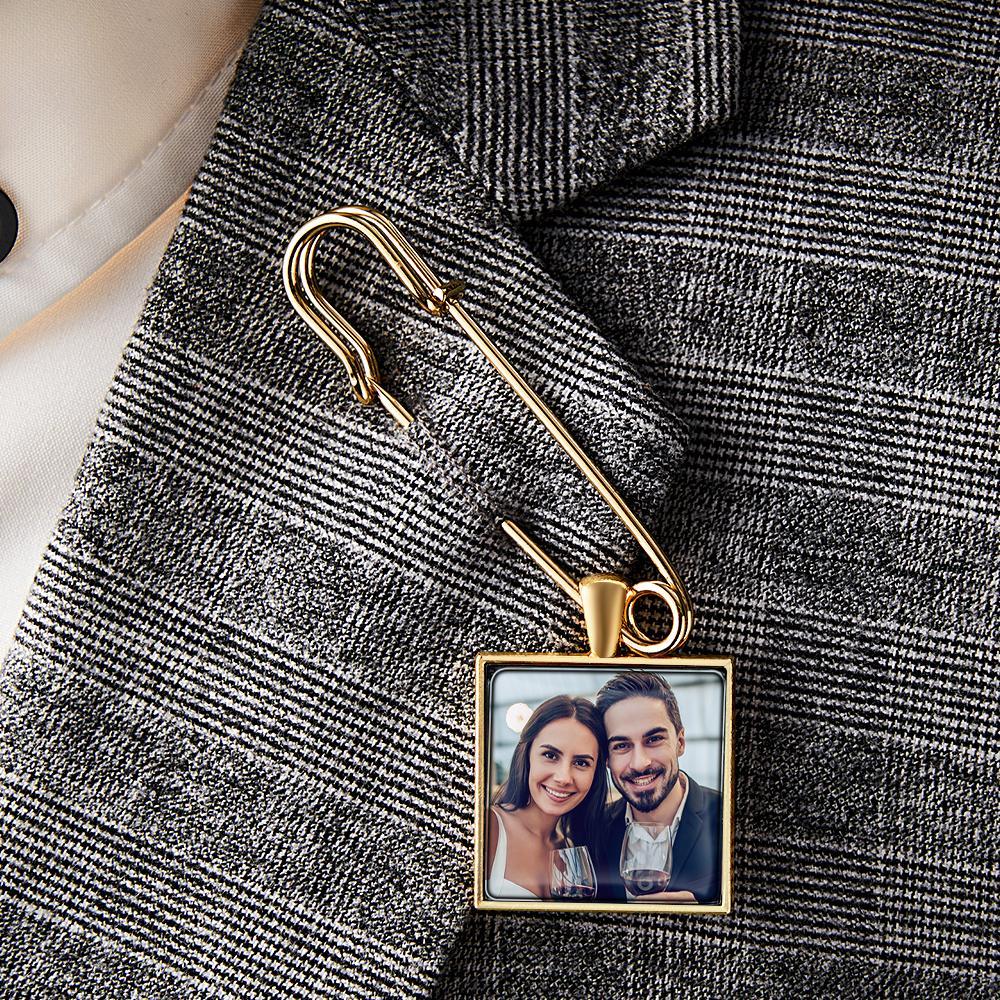 Personalised Photo Lapel Pin Memorial Charm Brooch Gift For Man - soufeeluk