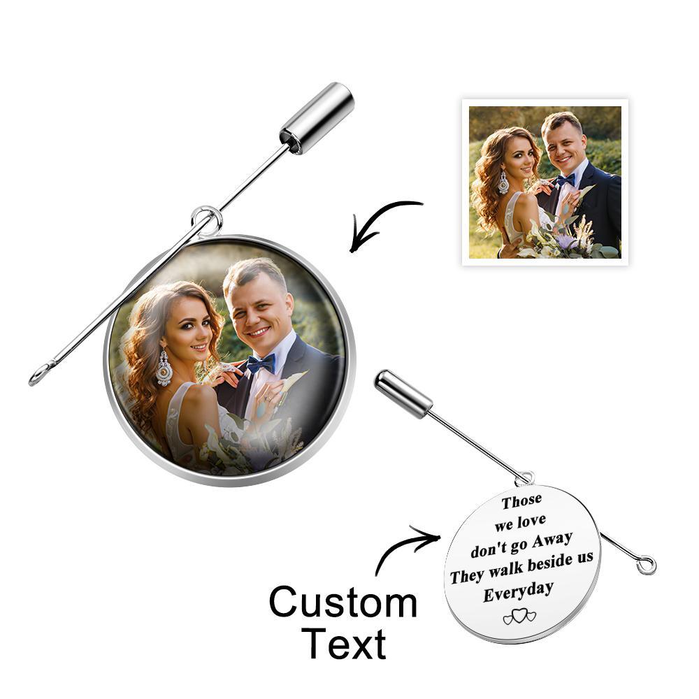 Custom Photo Lapel Pin With Text Retro Brooch Gift For Man - soufeeluk