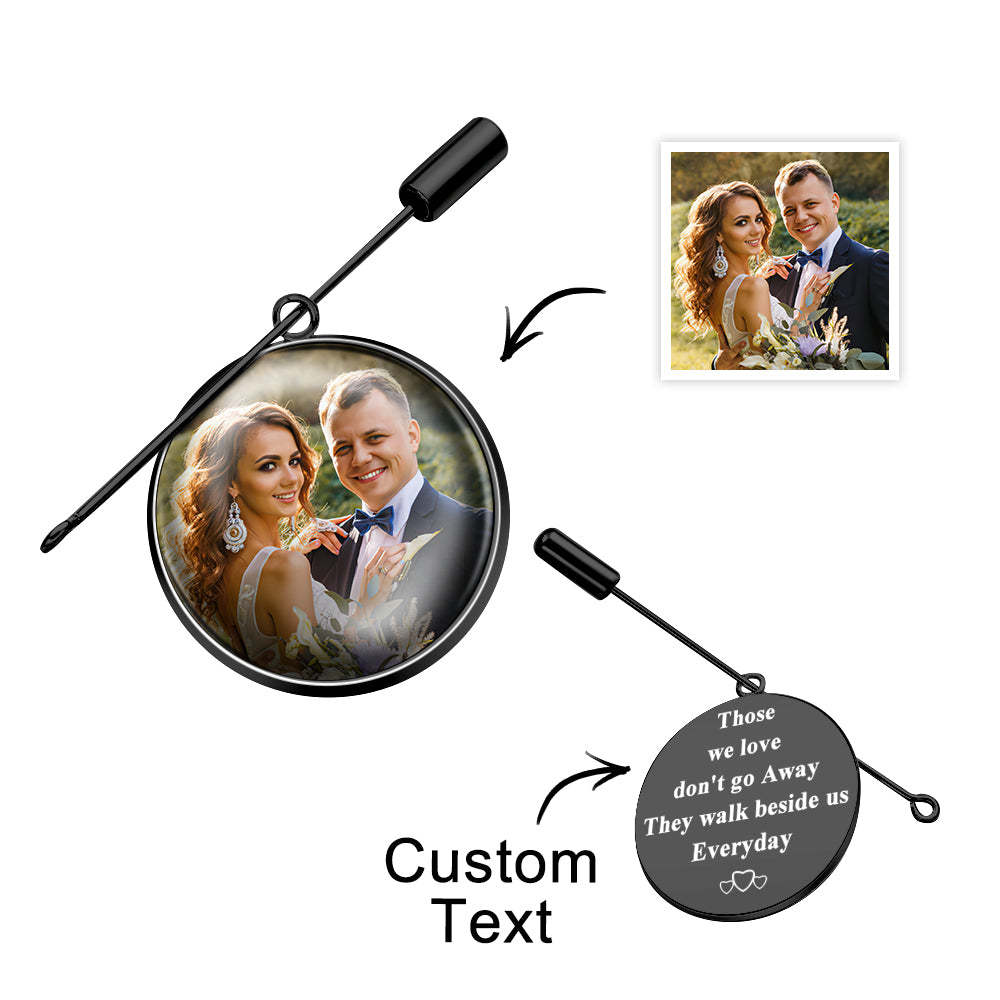 Custom Photo Lapel Pin With Text Retro Brooch Gift For Man - soufeeluk