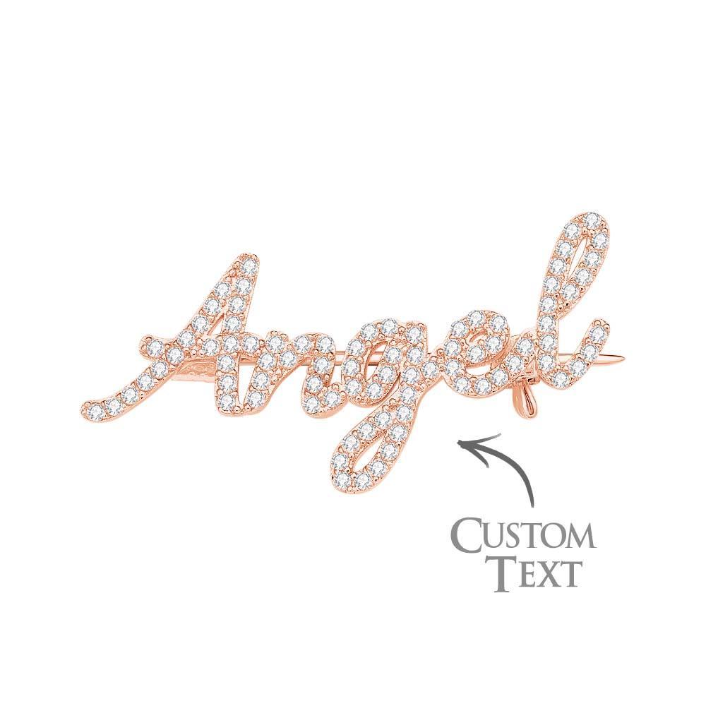 Custom Name Diamond Lapel Pin Fashion Exquisite Brooch Gift For Woman - soufeeluk