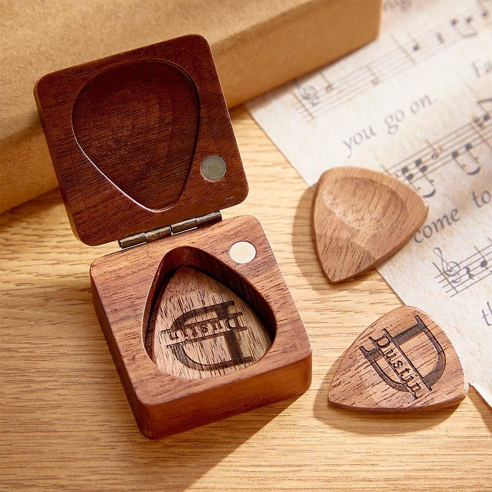 Custom Engraved Guitar Picks with Case Personalised Plectrum Box Gift For Guitar Player - soufeeluk