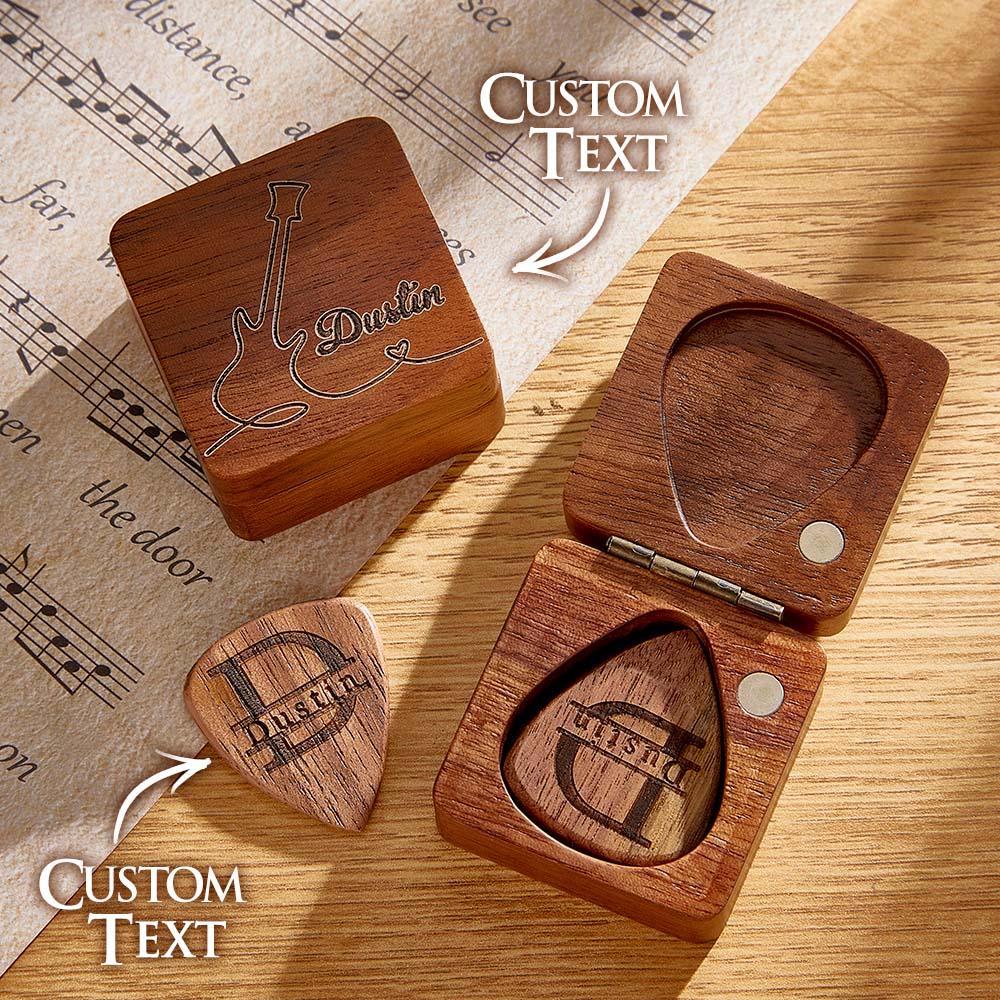 Custom Engraved Guitar Picks with Case Personalised Plectrum Box Gift For Guitar Player - soufeeluk