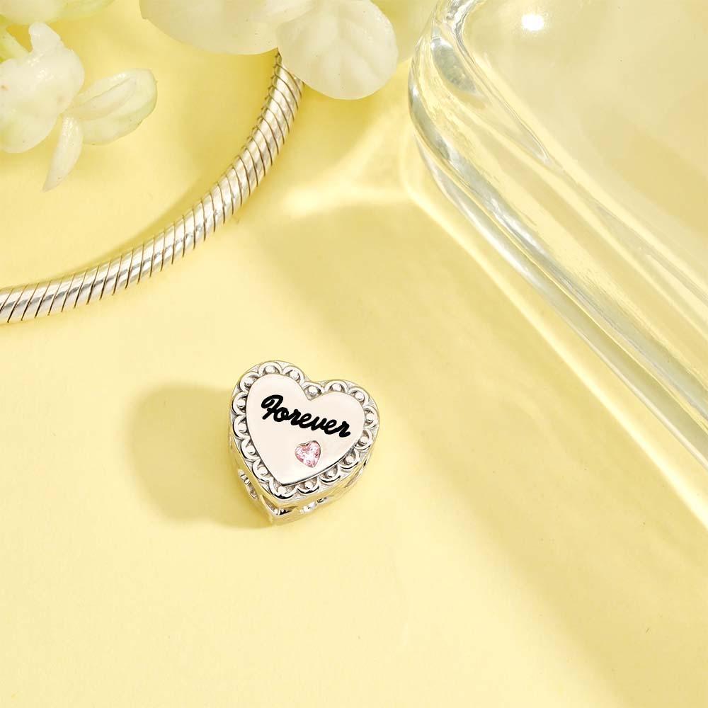 Custom Heart Photo Charm With Pink Zircon Heart Diamond Gifts For Her - soufeeluk