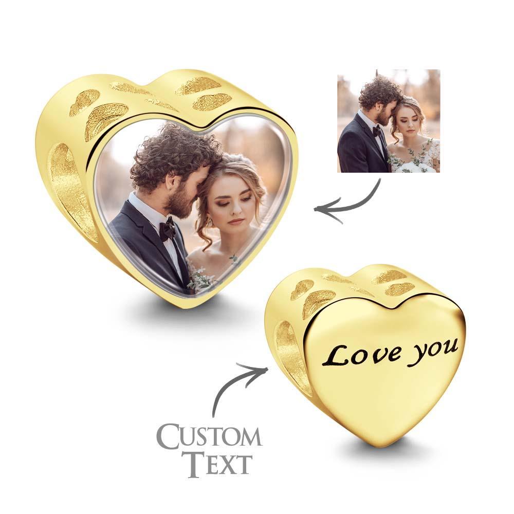 Personalised Heart-Shaped Photo Charm With Text Romantic Gifts For Her - soufeeluk