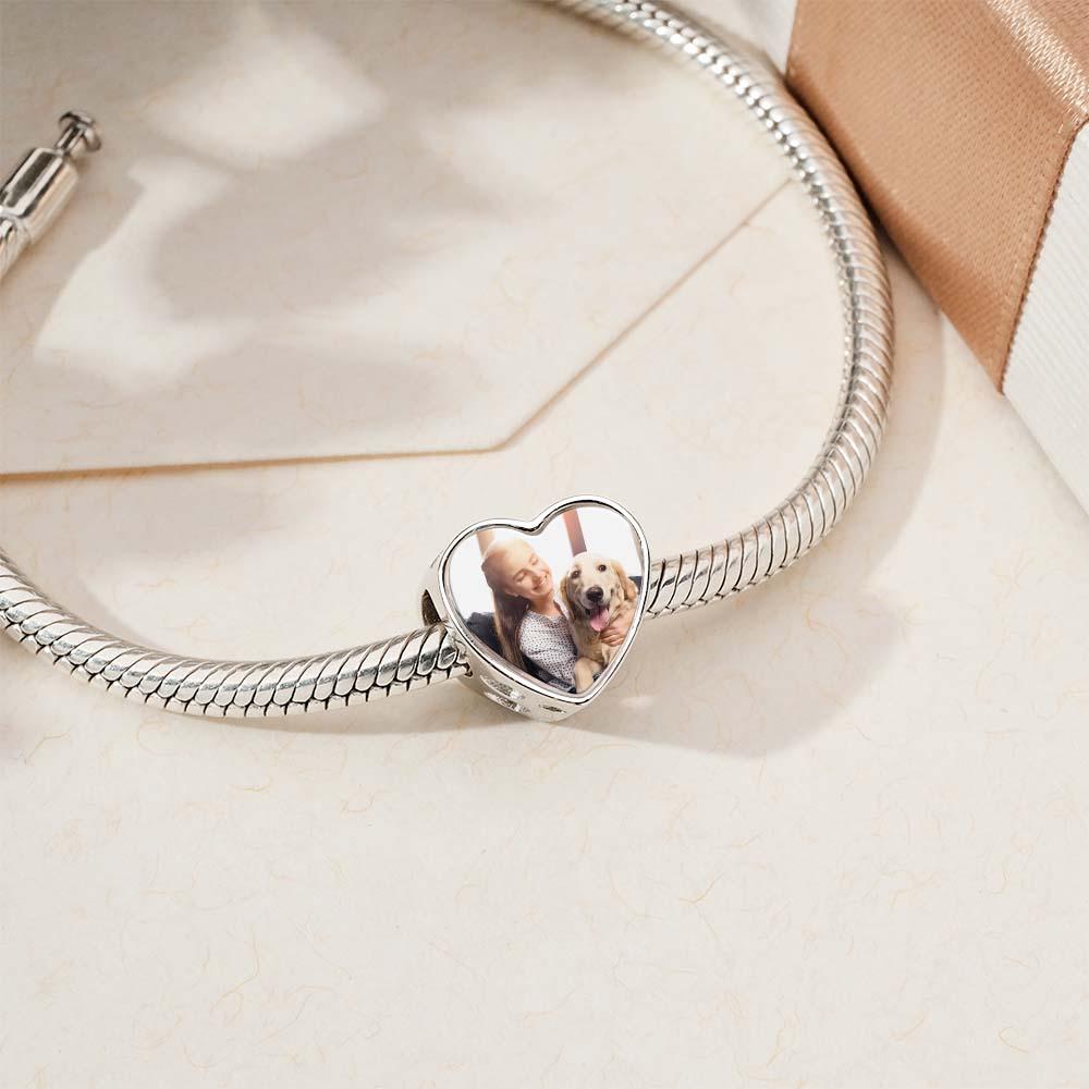 Custom Photo Heart Charm Zircon Decor Pet Dog Design Gifts For Pet Lovers - soufeeluk