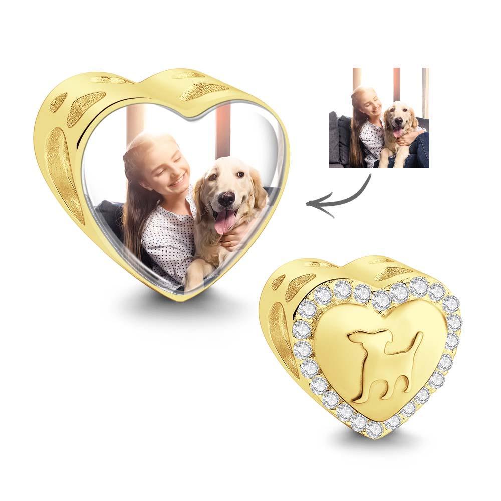 Custom Photo Heart Charm Zircon Decor Pet Dog Design Gifts For Pet Lovers - soufeeluk