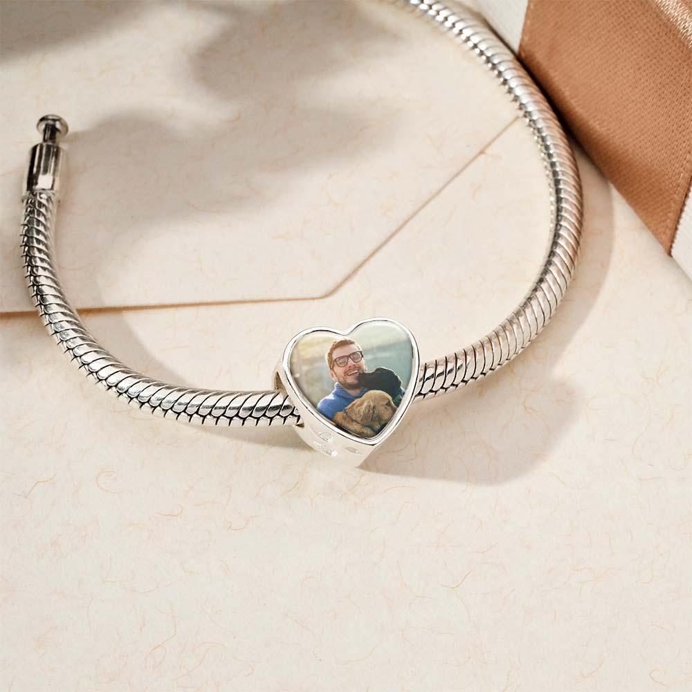 Heart Photo Charm With White Zircon I Love Pet Dog Theme Gifts For Pet Lovers - soufeeluk