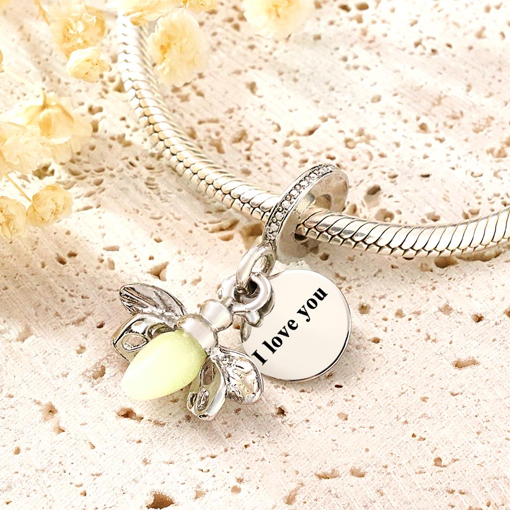 Custom Text Glow-in-the-dark Firefly Dangle Charm Christmas Gift - soufeeluk