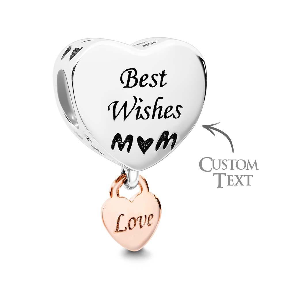 Engraved Charm Heart Shaped Mom Beads Charms for Mother's Day Gifts - soufeeluk