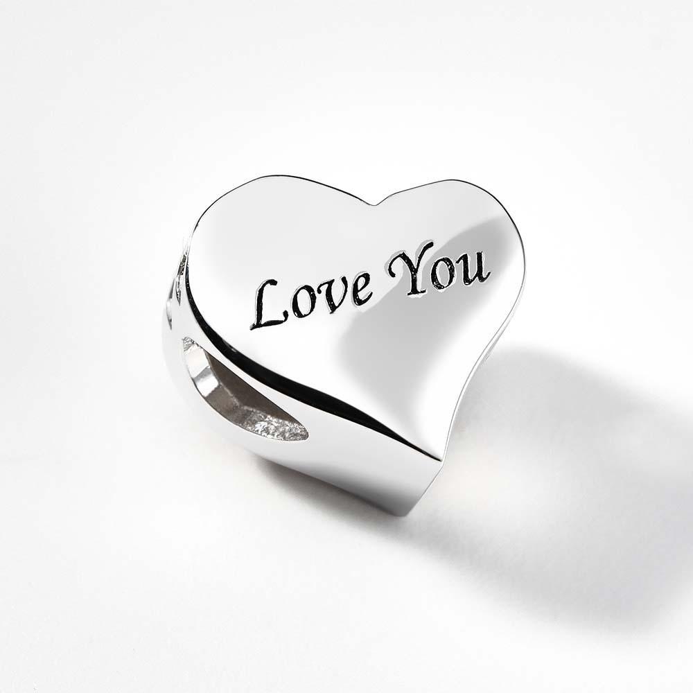 Personalised Photo Charm Heart Shaped Engraved Charm Gift for Women Girls - soufeeluk