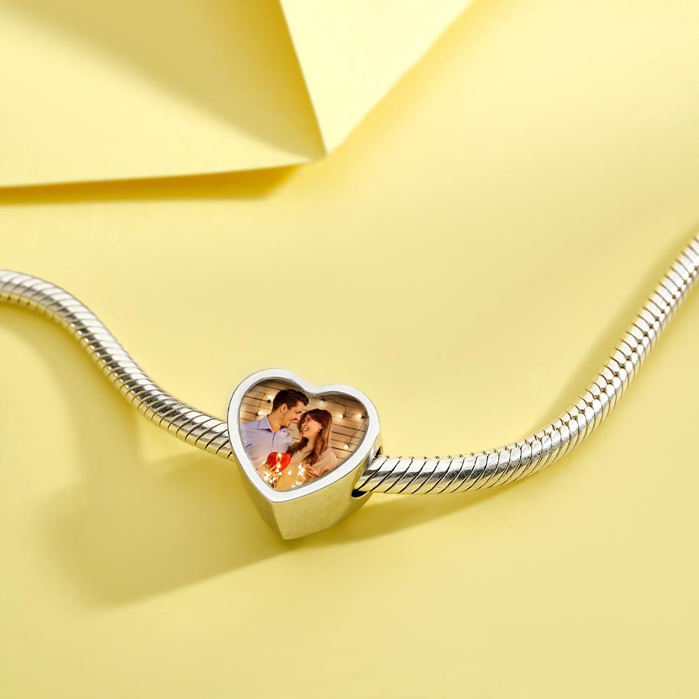 Custom Photo Heart Charm Personalized Engraved Birthstone Pendant Jewelry - soufeeluk