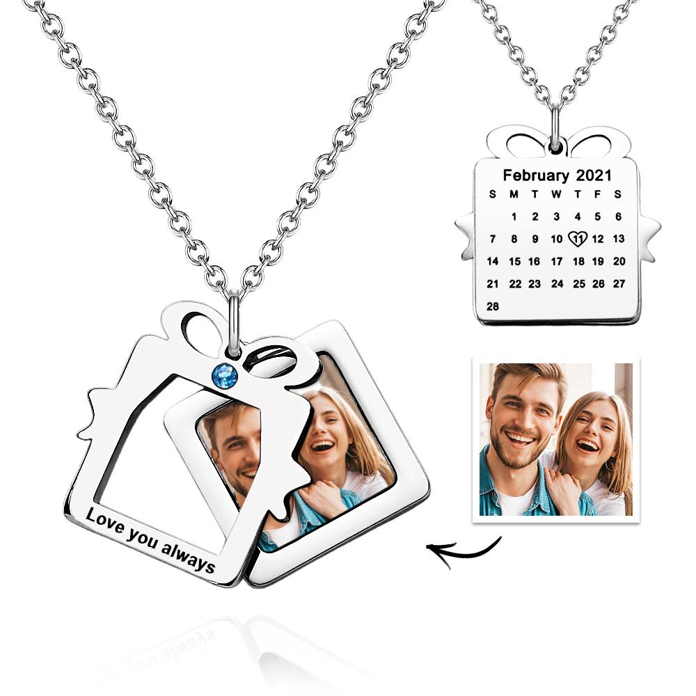 Custom Date Necklace With Picture Inside Cool Jewelry for Christmas Gift - soufeeluk