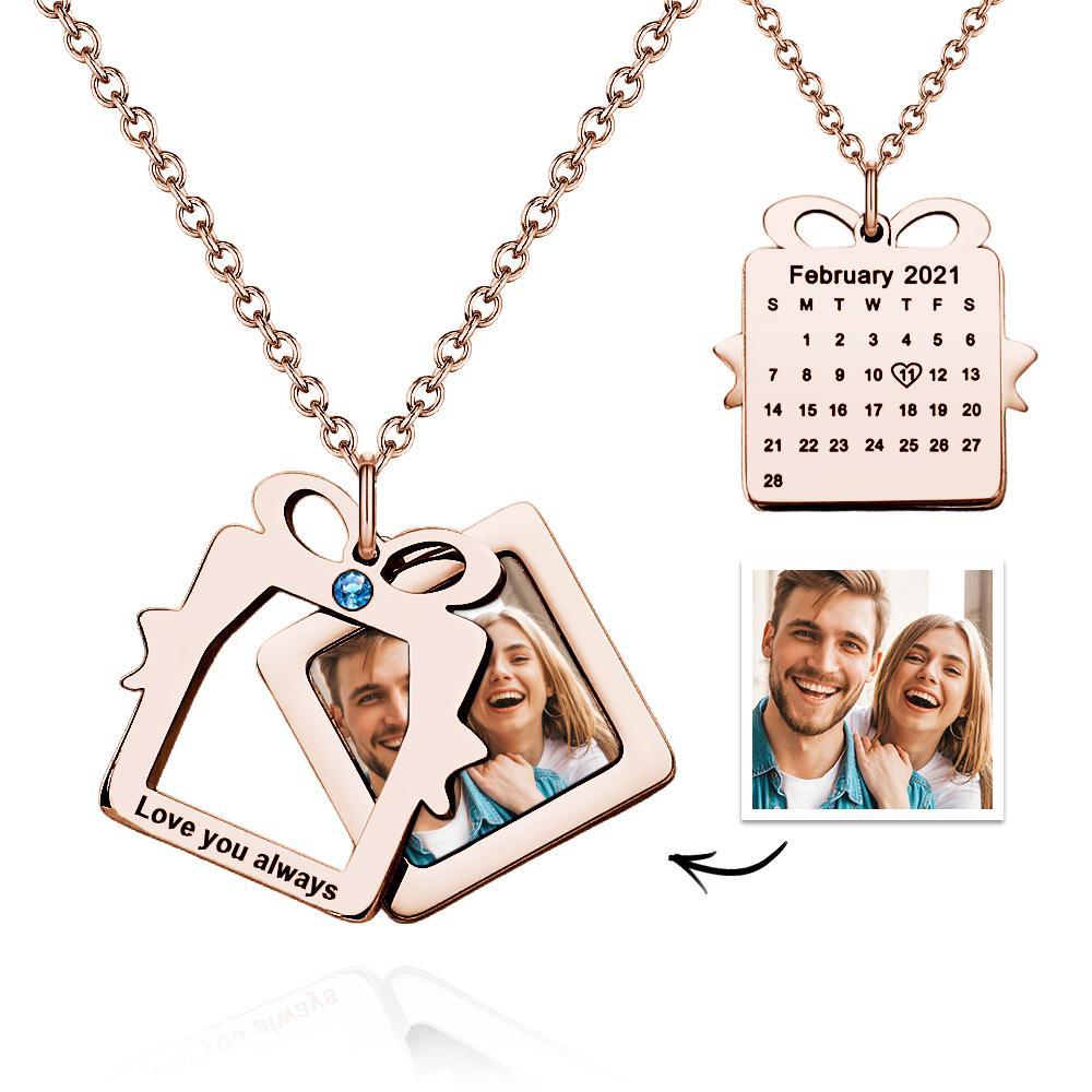 Custom Date Necklace With Picture Inside Cool Jewelry for Christmas Gift - soufeeluk