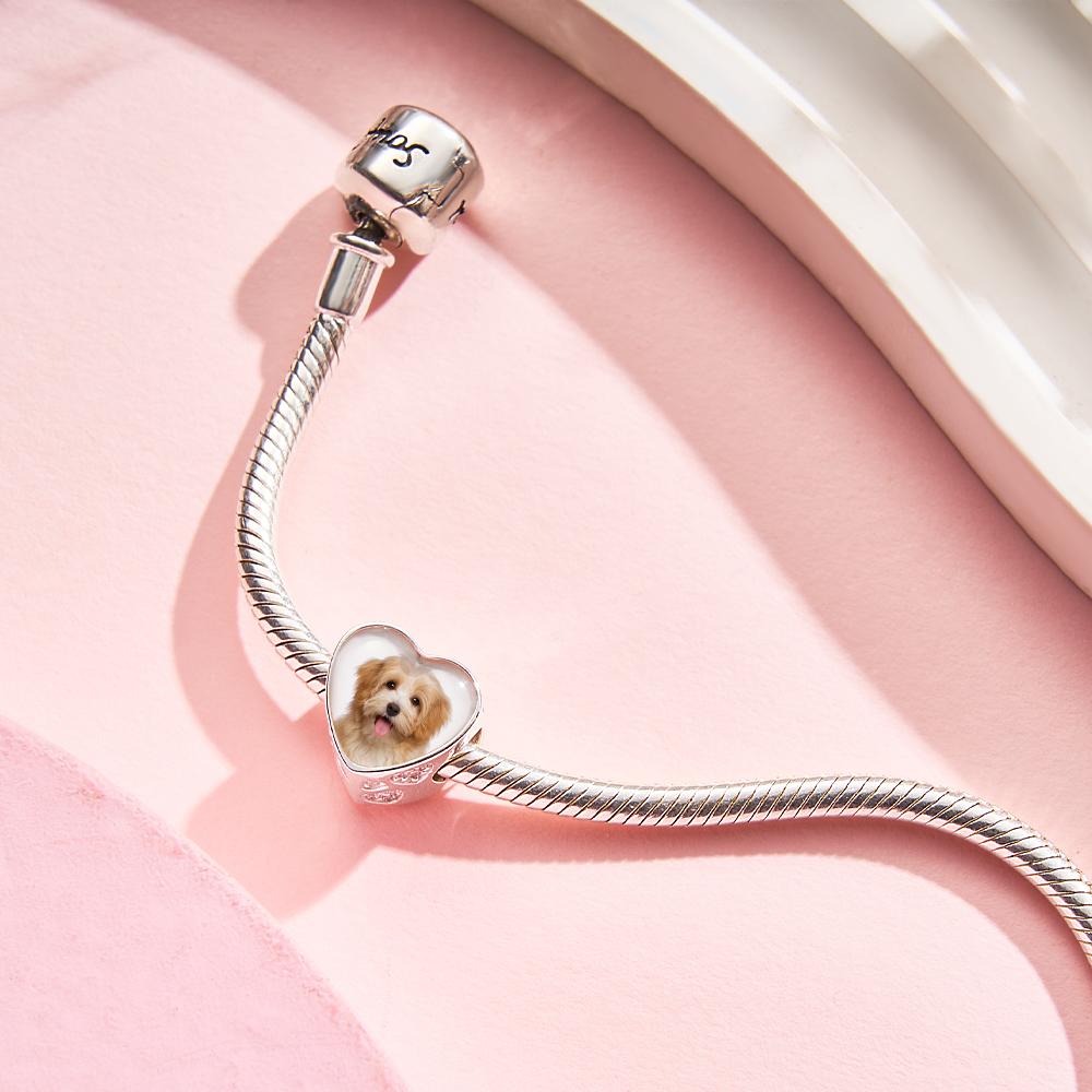 Photo Charm Lovely Pet Paw Bone Heart-Shaped Pendant For Her - soufeeluk
