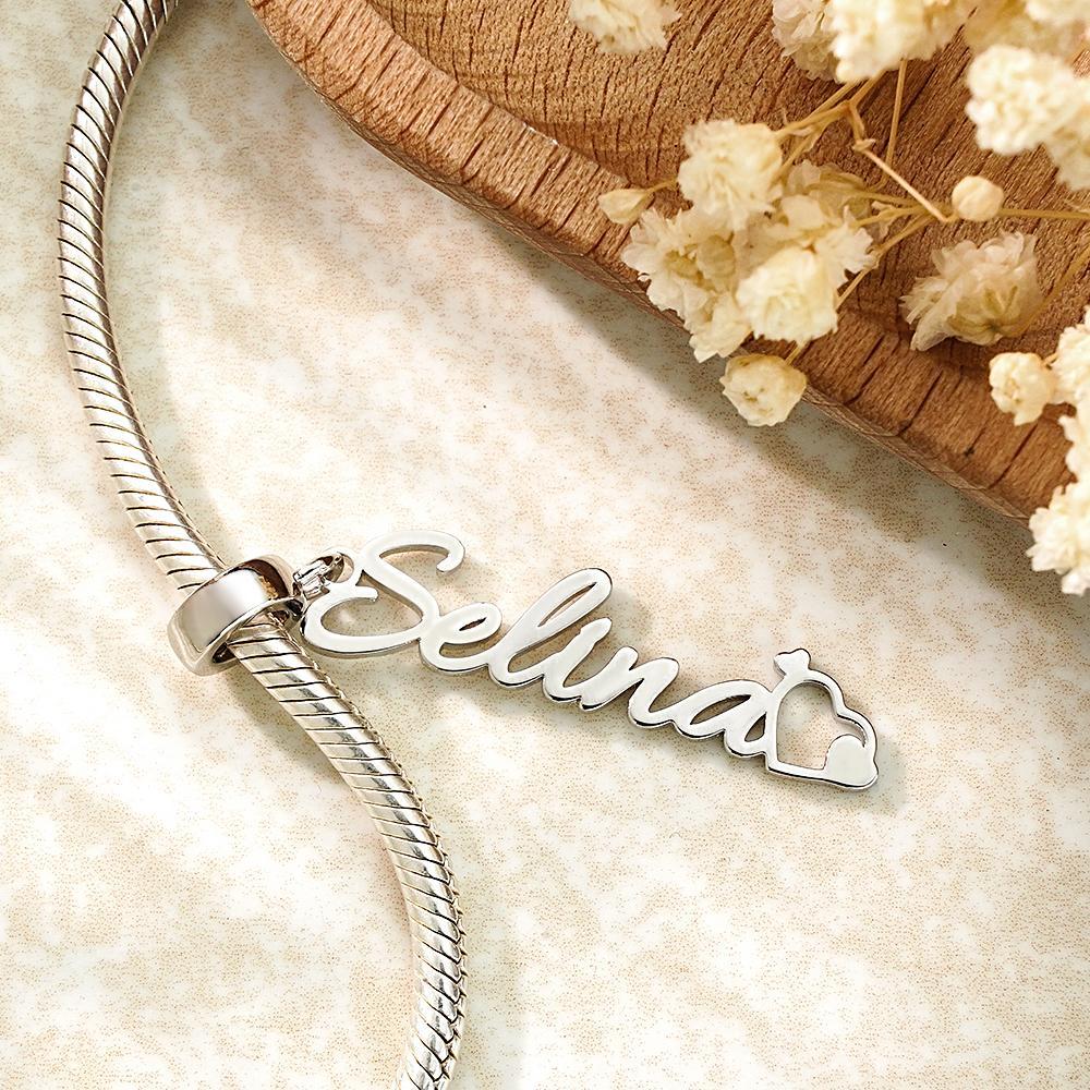 Custom Name Charm With A Heart Elegant Pendant Jewellery Accessory - soufeeluk