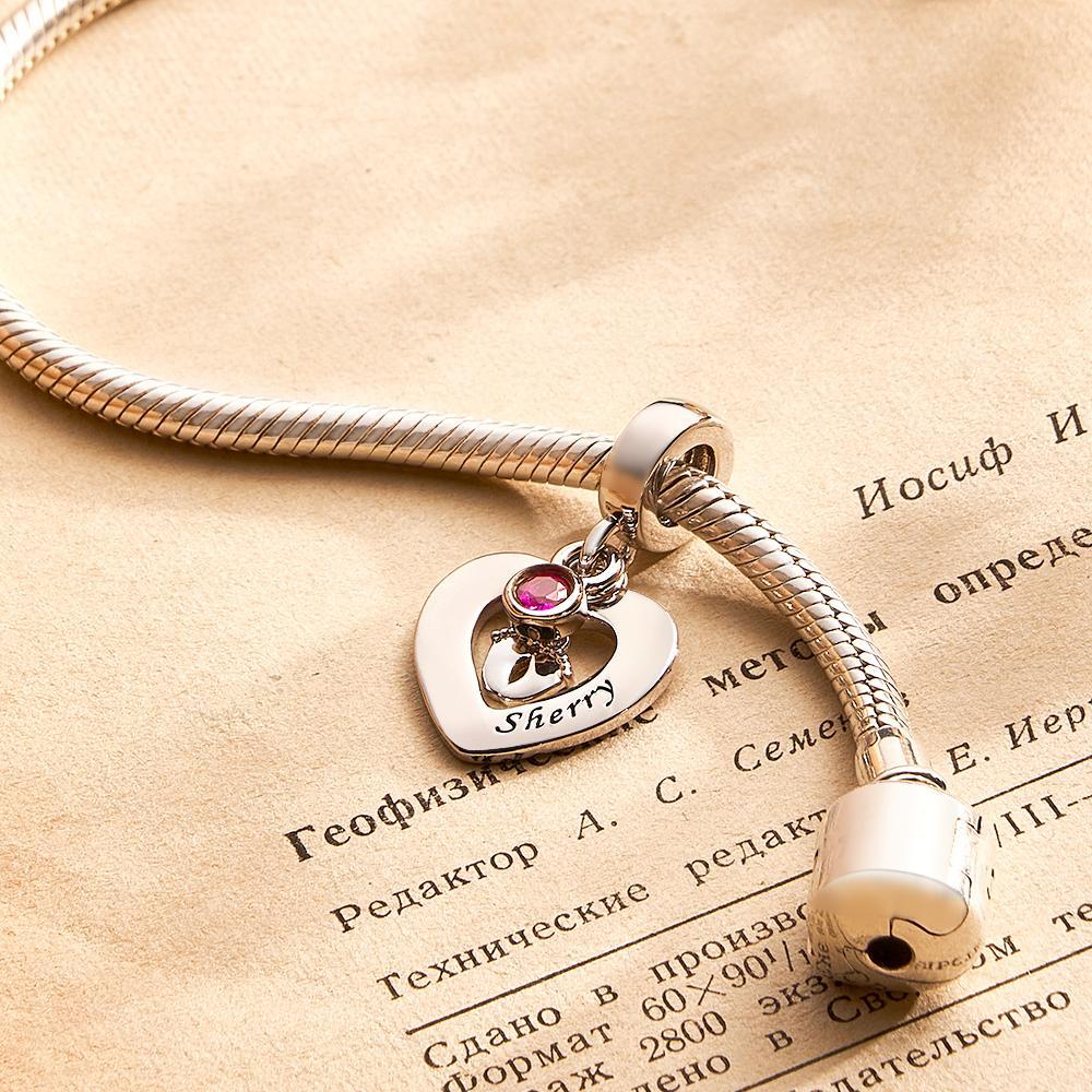 Custom Engraved Charm Footprint Heart Couple Gift - soufeeluk