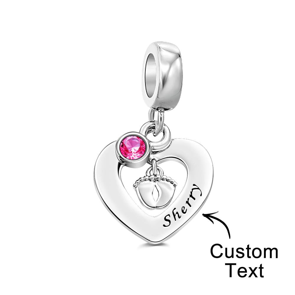 Custom Engraved Charm Footprint Heart Couple Gift - soufeeluk