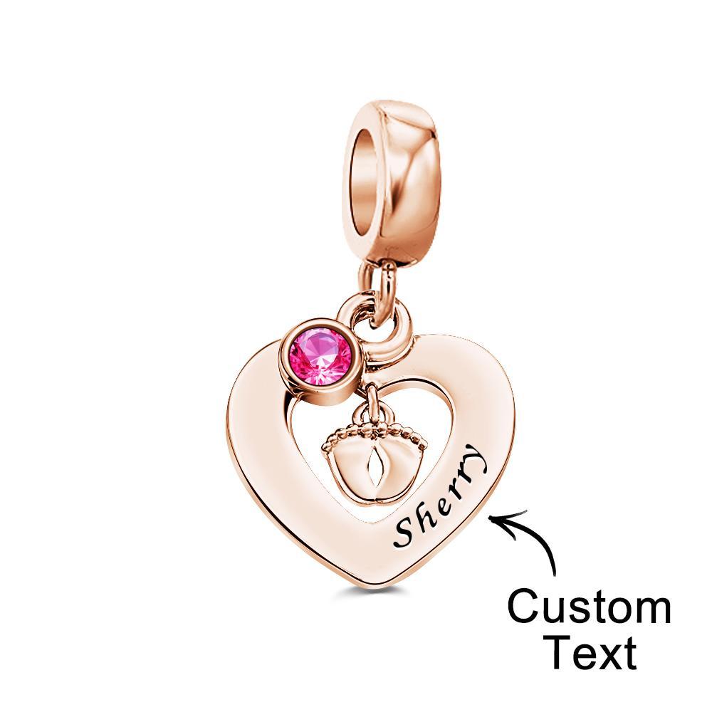 Custom Engraved Charm Footprint Heart Couple Gift - soufeeluk