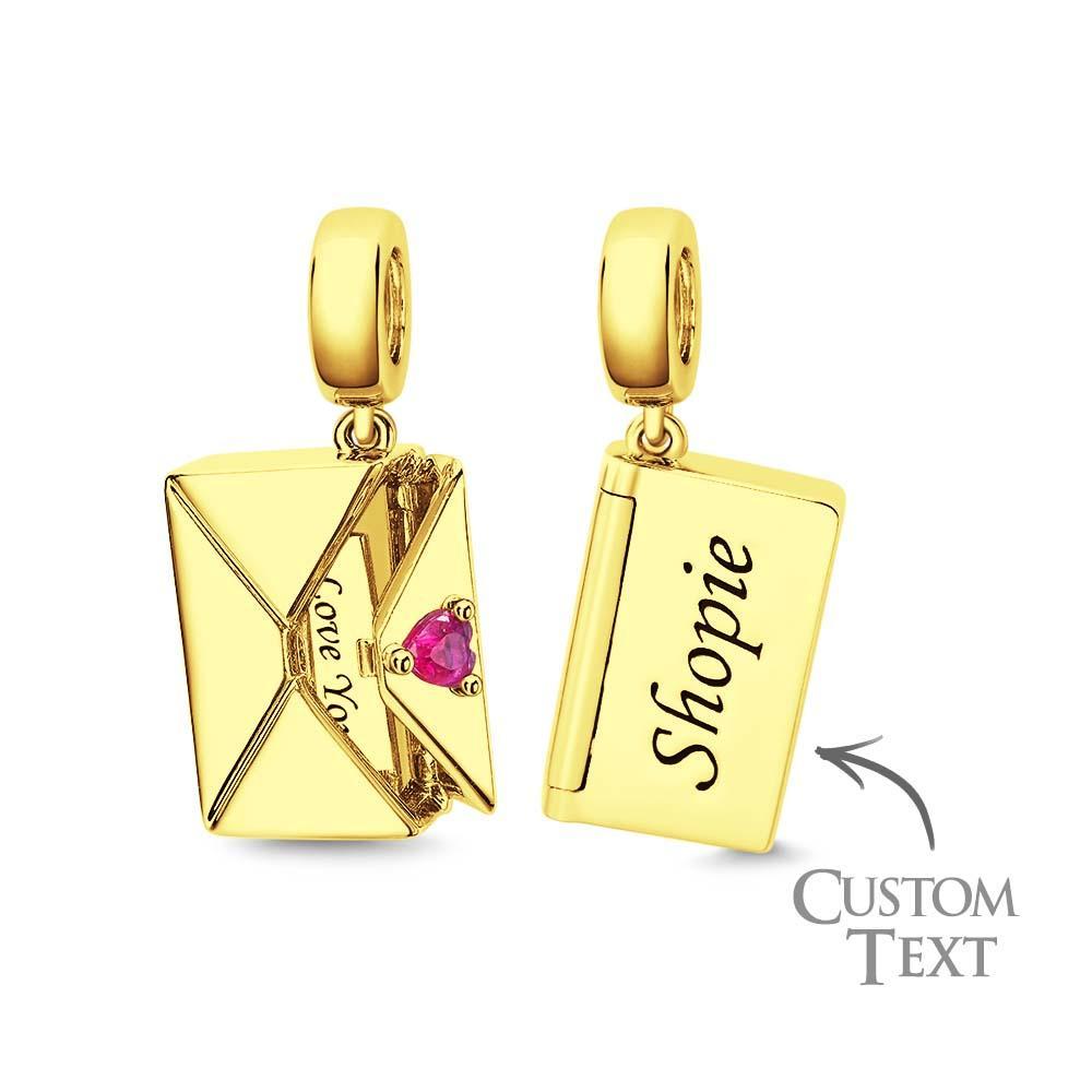 Engravable Openable Envelope Charm With Birthstone Creative Love Letter Pendant Jewellery For Her - soufeeluk