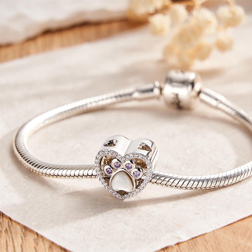 Custom Projection Charm Gem Paw Prints Gift for Pet - soufeeluk