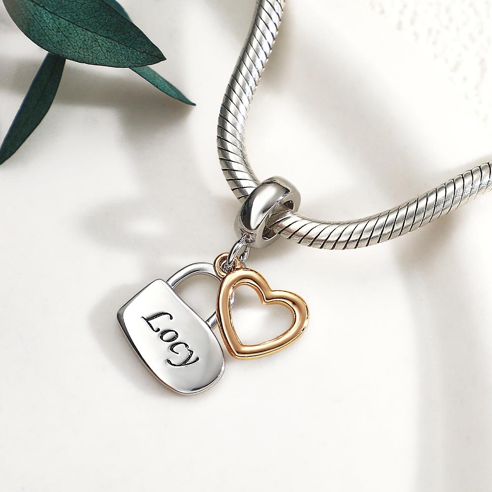 Custom Engraved Charm Love Lock Pendant Couple Gift - soufeeluk